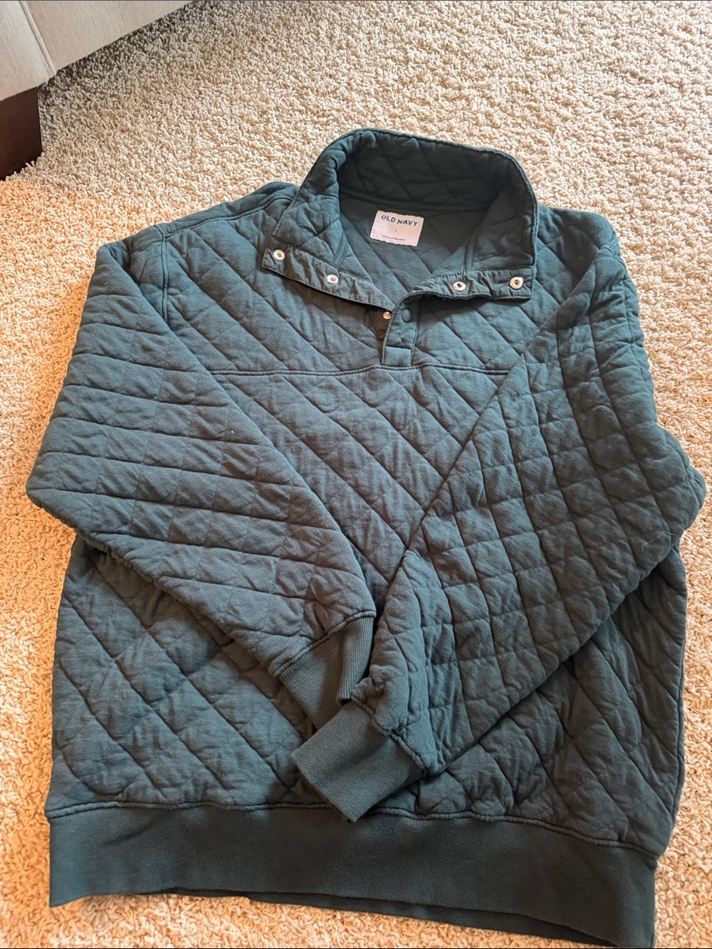 Old Navy Men's Quilted Snap-Front Pullover in Green